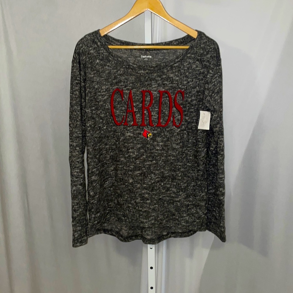 Captivating Cardinals Heathered Gray & White Long Sleeve Medium